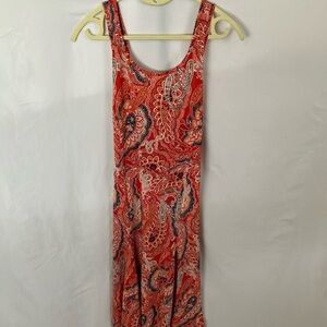 Banana Republic: Orange Paisley Print Red Dress- M